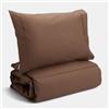 Bianca Plain Dyed Deep Taupe - Set copripiumino 140 x 220 + 65 x 65 cm
