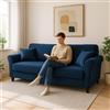 BAKAJI Divano Roma 3 Posti in Tessuto Microfibra Velluto Design Moderno Imbottito con Schiuma ad Alta Densità Struttura in Legno Piedini in Metallo Cromato Dimensione 212 x 75 x 87 cm (Blu)