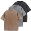 HOUZONIY 3PC T-Shirt Basic Oversized a Maniche Corte, Magliette Larghe Uomo, Washed Heavy T-Shirt Uomo, Casual, per Palestra(caffè/Grigio/Nero XL)