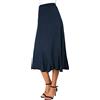 EXCHIC Donne Elegante Elastico Alta Vita Camoscio Midi Gonna Casual A-Linea Svasato Swing Gonna(XXL, Blu Indaco)