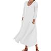 Generic T-shirt alla moda con scollo a V abiti da donna 2024 vacanze estive a maniche lunghe prendisole a maniche corte da spiaggia primavera maglietta con tasche in lino tinta unita vestiti casual per