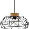 Eglo Padstow Lampadario vintage, stile industriale, retrò, lampada a sospensione in acciaio e legno in nero, naturale, lampadario per il tavolo della sala da pranzo, attacco E27