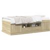 Festnight Divano Letto Singolo, Struttura Letto Singolo, Letto Singolo con Contenitore, Divano Letto con Cassetti in Legno Multistrato Rovere Sonoma 75x190 cm