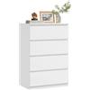 WOLTU Comò Bianco per Camera da Letto, Cassettiera 4 Cassetti in Legno, Mobile Contenitore per Soggiorno o Ingresso, Dimensioni 60x40x90 cm, KMD004ws
