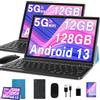 GOODTEL Tablet 10 Pollici | Android | 12GB RAM 128GB ROM(1TB TF) | Octa-Core | WiFi 5G | GPS | FHD | Bluetooth5.0 | 8MP+5MP | Tipo C|Cast | Tablet PC con Custodia, Tastiera e Mouse - Blu Scuro