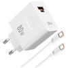 ASKUBSKU 80W Caricatore e 1 Metro Cavo USB C per Honor 600 Pro 600 500 400 5G,Adattatore Mobile da 80Watt con 6A Tipo C a USB C Cavo Ricarica Rapida per Honor X70 X60 GT Magic6 Pro Magic 7 Lite V3 Tablet Pad