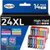 Jagute 14-Pack 24XL Cartucce d'inchiostro Multipack Compatibili con Cartucce Epson 24 XL 24 per Epson Expression Photo XP-750 XP-760 XP-850 XP-860 XP-950 XP-960 XP-970 XP-55 (4BK/ 2C/ 2M/ 2Y/ 2LC/ 2LM)