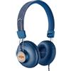 Marley House of Marley Positive Vibration 2 Cuffie Over Ear con Microfono Incorporato, Driver da 40 mm, Cuffia Pieghevole con Lungo Cavo, Materiali Sostenibili, Denim