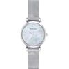 Emporio Armani Orologio da donna, movimento al quarzo a due lancette da 32 mm con cinturino in acciaio, 32 mm, Tono argento e blu perla