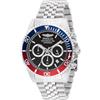 Invicta Pro Diver Orologio da Uomo in acciaio inossidabile con movimento Quarzo - 43mm, Argento/Rosso/Blu