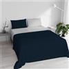 Italian Bed Linen Set Lenzuola Matrimoniale 100% Cotone Natural Color, Made in Italy - Completo Letto, Lenzuolo Sotto con Angoli, Telo Sopra 240x300cm e Federe con Patella Interna, Blu Scuro/Grigio Chiaro