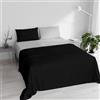 Italian Bed Linen Set Lenzuola Matrimoniale 100% Cotone Natural Color, Made in Italy - Completo Letto, Lenzuolo Sotto con Angoli, Telo Sopra 240x300cm e Federe con Patella Interna, Nero/Grigio Chiaro