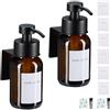 Relaxdays Dispenser di Sapone da Parete, 2 pz. Portasapone Ricaricabile da 250 ml, Acciaio Inox e Vetro, Marrone Nero