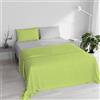 Italian Bed Linen Set Lenzuola Matrimoniale 100% Cotone Natural Color, Made in Italy - Completo Letto, Lenzuolo Sotto con Angoli, Telo Sopra 240x300cm e Federe con Patella Interna, Verde Acido/Grigio Chiaro