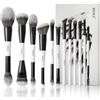BEILI Set di pennelli professionali per trucco, 12 pezzi, 18 in 12 pennelli con due estremità per cipria, fondotinta, correttore, sopracciglia, ombretto, contorno, eyeliner, pennello Blender