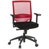 HJH Office 657233 Sedia professionale per ufficio PORTO BASE tessuto/mesh rosso Sedia ergonomica girevole, braccioli regolabili e supporto lombare
