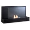 STONES HOME FURNITURE, Caminetto a Bioetanolo da Parete, Senza Fumo, Bruciatore in Acciaio da 1,5 l, Durata Fiamma 3 ore, Modello Bmovie, Colore Nero con Vetro Temperato, 26 x 90 x h 50 cm