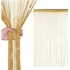 WedDecor Stringa Tende Brillantini Frangia Pannello Fly Schermo Divisorio Nappa Tendine per Porte, Porta Ingresso, Windows, Casa Decorazione, Evento Decorazione, (90cm x 200cm) - Dorato, 90 x 200cm