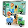 Vilac Impil'animo 4 pezzi-Ingela P.Arrhenius-Auto camion + 1 rimorchio 4 animali elefante, leone, scimmia e giraffa. -Giochi di risveglio legno-Giocattolo per bambini dai 2 anni-7637, 7637
