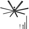VEVOR Ventilatore da Soffitto da 213 cm Senza Luce, Telecomando a 6 Velocità, 8 Pale in Alluminio, Motore DC Reversibile, Moderno Ventilatore a Filo Basso per Soggiorno, Patio Nero