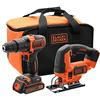 BLACK+DECKER BCK22S1S - Set trapano avvitatore a batteria agli ioni di litio da 18 V, 1,5 Ah, con trapano avvitatore e custodia da 18 V