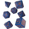 Q Workshop Wizard Dice Set Dark Blue & Orange (7) Workshop Role Playing Giochi Tavolo, multicolore
