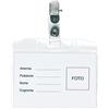 100 Porta Badge Clip Nichelata in PVC 9x8