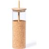1 Bicchiere Eco in Vetro Borosilicato 500 ml con Accessori in Bambù Personalizzato