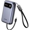 UGREEN Power Bank 20000mAh 22.5W, Caricatore Portatile con Cavo USB C Integrato, Batteria Esterna con Display Compatibile con iPhone 16/15 PRO Max Plus, Galaxy S24 S23 Ultra, Pixel 9/8 PRO XL. Nero