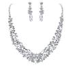 Clearine Parure Gioielli Matrimonio Sposa Collana Orecchini Set per Donne Cristallo austriaco Marquise Grappolo Collo pendente Trasparente Argento-fondo