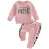 Geagodelia Completini da Bambina Sportivo Vestiti della Neonata Pantaloni Leopardati per Bambini Camicia a maniche lunghe Tuta Invernale Set Manica Svasata (I Rosa, 6-12 mesi)