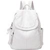Erkic Qwertfeet Zaino da donna in morbida pelle casual in pelle lavata zaino ragazza donna viaggio piccola borsa a tracolla impermeabile zaino moda PU casual vintage borse per adolescenti bianco, bianco,