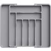 Lifewit Porta Posate Cucina Cassetto, Organizer Posate da Espandibile, Portaposate Salvaspazio, Divisori in Plastica per Utensili, Forchette, Profondità 38 cm, Largezza 30-49,8cm, Grigio