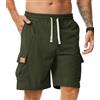 Comilaka Pantaloncini Cargo Uomo Shorts Estivi con Tasche Velluto a Coste Casual Pantaloni Corti Coulisse Vita Elasticizzata