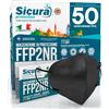 Eurocali 50 Mascherine FFP2 NERE Certificate CE Made in Italy BFE ≥99% Mascherina ffp2 vera Marcatura EFFETTO PULITO