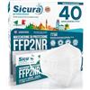 SICURA MASCHERINE CHIRURGICHE 40 Mascherine FFP2 Certificate CE Made in Italy Bianche SICURA Protection BFE ≥99% Mascherina ffp2 vera Marcatura EFFETTO PULITO e sigillata