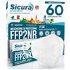 SICURA MASCHERINE CHIRURGICHE 60 Mascherine FFP2 Certificate BIANCHE SICURA Protection Made in Italy BFE ≥99% Mascherina ffp2 vera Marcatura EFFETTO PULITO e sigillata. EN 149:2001+A1:2009