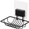 Compactor Bestlock Magic Bath Black Porta Sapone Senza Forare, 11.5x9.5x10 cm