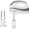BEPER P102SBA100 Sbattitore elettrico, Mescolatore per montare le uova, Impastare e Mescolare creme e dolci, 2 Fruste 2 Ganci impastatori inclusi, 300 watt, Bianco/Grigio