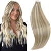 RUNATURE Extension Biadesive Capelli Veri Marrone Cenere Mix Biondo Platino 30cm 20pcs 30g Extension Capelli Veri Biadesivo Invisible #8P60