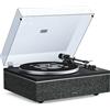 Qlearsoul Giradischi Qlearsoul ONE-S Tutto-in-Uno con Altoparlanti Integrati DSP, Giradischi Vintage Bluetooth Ingresso/Uscita, Preamplificatore Phono, Puntina AT-3600L, 33/45 Giri (Nero)