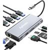 Aplimln HUB USB C 11 in 1, Adattatore USB C a 4K HDMI, VGA, USB 3.0, PD di tipo C, Ethernet, Lettore di Schede SD/TF, AUX 3,5 mm, Docking Station USB C per MacBook Pro/Air, oltre a dispositivi di tipo C