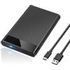 POSUGEAR Case Hard Disk 2.5", 6Gbps USB 3.1 Gen 2 Case SSD 2.5 per SATA III 7mm/9.5mm SSD HDD, Supporto UASP/TRIM & Nessuno Strumento Case Disco Rigido Compatibile con Toshiba Seagate PS4 Xbox-Nero