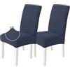 Ystyle Coprisedie con Schienale 2 Pezzi, Elasticizzato Copri Sedie Soggiorno Cucina, Copri Sedia Universali Sala da Pranzo, Moderno Coprisedia Lavabile Estraibile, Blu Scuro