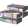 Lifewit 4 Pezzi 65L Contenitori Sottoletto, Scatole Vestiti con Finestra Frontale Trasparente, Scatole per Armadio, Organizer Armadio per Asciugamani, Coperte, Grigio