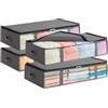 Lifewit 4 Pezzi 90L Contenitori Sottoletto, Scatole Vestiti con Finestra Frontale Trasparente, Scatole per Armadio, Organizer Armadio per Asciugamani, Coperte, Grigio
