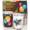 Baciato Caffè 100 Bicchieri in Carta 200ml Biodegradabili Ecologici Monouso Made in Italy MIX di Fantasie BLACK PARTY + HAPPY DAY Asporto Bevande Calde Acqua - Prodotto e Confezionato in Italia