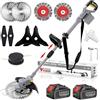 Fiutazge Tagliabordi a Batteria 21V, Decespugliatore a Batteria 4 In 1 con Spazzola per Erbacce e 2 Batterie 4,0 Ah Brushless Tagliaerba Elettrico per Rifinire Giardini, Prati e Arbusti (Grigio)