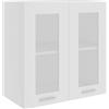 HETFTJN Credenza Soggiorno Mobile Cucina Dispensa Mobiletto Bagno Salvaspazio Mobile da Cucina - Mobile Pensile con Vetro Bianco 60x31x60 cm Legno Multistrato per Camera Da Letto Cucina Bagno Esterno