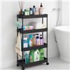 powerking 4-Tier Slim Rolling Utility Storage Cart, Carrello, Organizzatore di scaffali mobili per cucina, lavanderia, soggiorno, balcone, bagno, ufficio, posti stretti (Nero, 4-Tiers)